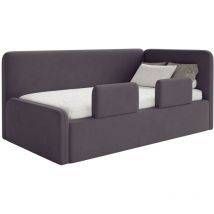 Selsey Fanko – Kinderbett 90x200 Cm Mit Rausfallschutz, Kopfteil Rechts, Samt, Violett