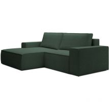 Selsey Farese Mini – Ecksofa mit Cordbezug, Schlaffunktion und Stauraum, Dunkelgrün, links