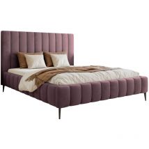 Fiarro - Polsterbett 160x200 mit Bettkasten, Metallfüßen, Velours, violett - Selsey