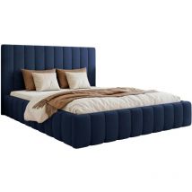 Fiarro - Polsterbett 160x200 mit Bettkasten, Velours, marineblau - Selsey