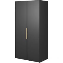 Frame - Kleiderschrank 2-türig mit Kleiderstange, 100 cm, schwarz - Selsey