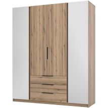 Selsey - Kaja - Kleiderschrank 4-türig mit 2 Spiegeln & 3 Schubladen, 200 cm, Eiche Evoke