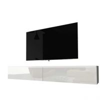 Selsey - kane - Meuble tv à suspendre / Banc tv (blanc mat / blanc brillant, 180 cm, avec led)