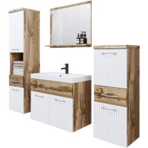 Selsey - kinsonin - Conjunto mueble baño - Roble Wotan / Listones blancos