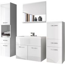 Selsey - kinsonin - Conjunto mueble baño - Blanco / Blanco brillante