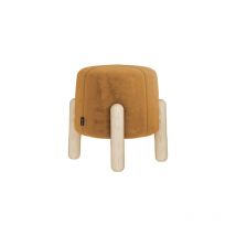 Levine - Hocker / Sitzhocker mit Holzfüßen, weich gepolstert, rund, 30x30 cm (Senfgelb) - Selsey