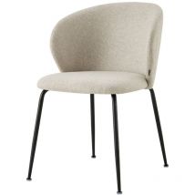 Mealize - Chaise tapissée - en tissu déperlant beige et gris sur pieds noirs - Selsey