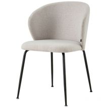 Mealize - Chaise tapissée - en tissu hydrophobe gris sur pieds noirs - Selsey