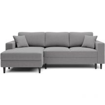 Nalika L-förmiges Eckschlafsofa mit einem Behälter aus grauem hydrophobem Velours auf der linken Seite - Selsey