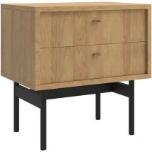 Olar - Comodino a 2 cassetti, finitura legno hickory naturale, 55 cm - Selsey