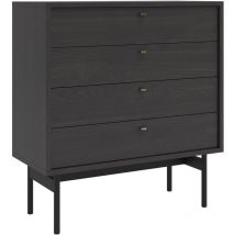 Selsey - Olar - Cómoda con cuatro cajones, acabado en fresno negro Portland, 84 cm