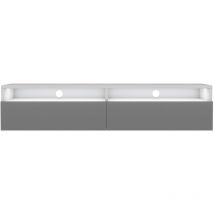 Selsey - REDNAW - Meuble TV - 140 cm - blanc mat / gris brillant - avec LED - scandinave - moderne