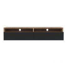 Selsey - Rednaw - Mueble tv con dos cajones - Roble Wotan / Negro brillo - 140 cm