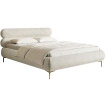 Selsey Roule - Polsterbett In Graubeige Mit Goldenen Metallfüßen, 140 Cm
