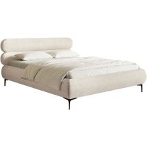 Selsey Roule Cord – Polsterbett 140x200 Mit Bettkasten, Cordstoff Und Schwarzen Füßen, Hellbeige