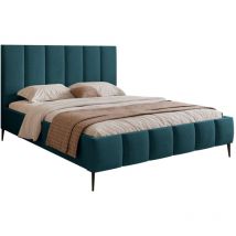 Sarafino - Polsterbett 140x200 cm, mit Bettkasten, Lattenrost und Metallfüßen, türkis - Selsey