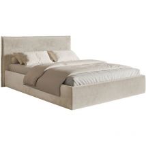 Selsey Softie Slim – Polsterbett 200×200 mit Lattenrost, Velours, beige