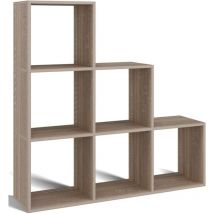 Stepi - Estantería escalonada con 6 estantes - Roble Sonoma - 115 cm - Selsey