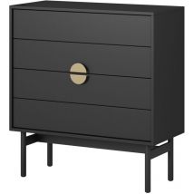 Stoon - Comò con 4 cassetti - 85,5 cm - Nero - Selsey