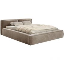 Selsey Tilves Slim – Polsterbett 140x200 Mit Bettkasten Und Lattenrost, Velours, Hellbraun