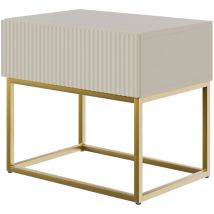 Veldio - Comodino - 50 cm - taupe (grigio-beige) con gambe dorate - Selsey
