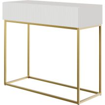 Veldio - Console - 90 Cm - Bianca Con Piedini Dorati - Selsey