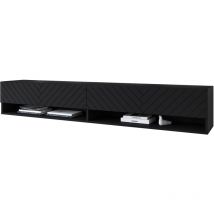 Selsey - wander - Mobile tv - 180 cm - nero grafite/nero con motivo a spina di pesce - senza led