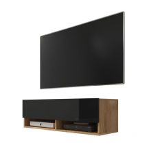 Selsey - wander - Mobile tv Sospeso / Tavolino tv Moderno / Porta tv per Salotto (100 cm, Quercia Dorata / Nero Lucido, senza led)