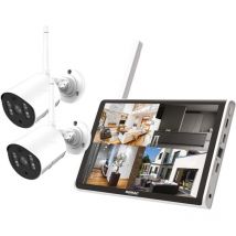 Semac - Kit 2x Cameras pro Vidéo Surveillance Full hd 1080p avec Ecran 12' 30cm Sans Fil