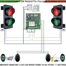 Securvera - Semaforo Orientabile IP65 Garage 24 Led Rossi 24 Led Verdi Lente ø 124 mm Aliment. 24 Vac 3 w Tempi Regolabili da 8 a 120 Controllo