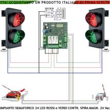 Securvera - Semaforo Garage 24 Led Rossi 24 Led Verdi Lente ø 124 mm Orientabili Alimentazione 24 Vac 3 w IP65 Funzioni 2 Sensori Masse Metalliche