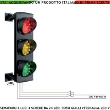 Securvera - Impianto Semaforico Presidio Semaforo Garage 3 Luci Led Alta Luminosità Scheda 24 Led Rossi 24 Led Gialli 24 Led Verdi 230 v 50 Hz 3 w