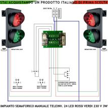 Kit Semafori Orientabili 180° Transito Condominio 24 Led Rossi 24 Led Verdi Lente ø 124 mm Alimentato 230 v 3 w IP65 Funzioni Teleinvertitore Gestito