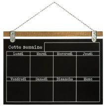 Pegane - Semainier ardoise en pin et fer coloris noir - Longueur 68 x Profondeur 2 x Hauteur 49,50 cm