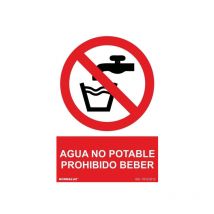 Señal De Agua No Potable, Prohibido Beber (texto Y Pictograma) Sekureco 210 X 300 Mm Pvc Glasspack 0'7 Mm