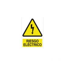 Sekureco - Señal de advertencia de pictorama y texto Riesgo eléctrico Adhesivo 148x105 mm