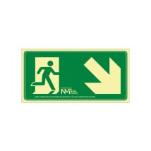 Sekureco - Señal de evacuación escalera derecha abajo (solo pictorama) Luminiscente Gran Formato 632 x 316 mm clase b (pvc 0'7mm)