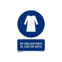 Es Obligatorio El Uso de La Bata, señal de obligación (varios formatos) sekureco 210 x 300 mm pvc glasspack 0'7 mm