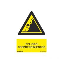 Sekureco - Señal industrial con tintas uv ¡Peligro Desprendimientos 210 x 300 mm pvc glasspack 0'7 mm