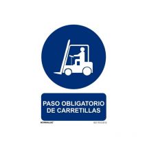 Señal que indica Paso Obligatorio de Carretillas (tintas uv) sekureco 210 x 300 mm pvc glasspack 0'7 mm