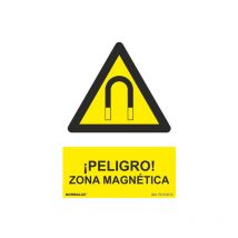 Señal industrial de ¡Peligro Zona Magnética, con tintas UV SEKURECO 210 x 300 mm PVC GLASSPACK 0'7 mm