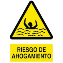 Señal poliestireno 297 x 210 mm riesgo de ahogamiento. el diseño de la señal puede variar, pero en ningún caso se variará el significado de la misma.