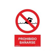 Señal de Prohibido bañarse, con tintas uv Sekureco 100 x 150 mm adhesivos de vinilo