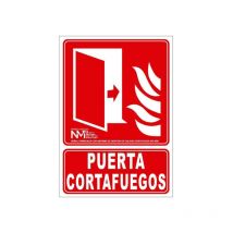 Señal 'Puerta Cortafuegos' (flecha) luminiscente sekureco 210 x 300 mm clase a (pvc 1 mm)