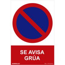 Normaluz - Señal prohibido 'se avisa grua' (pvc 0.7mm) 30x40cm