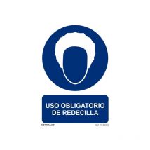 Señal que indica Uso Obligatorio de Redecilla, con tintas UV SEKURECO 800 x 1200 mm PVC 3 mm