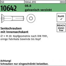 DIN 7991/ISO 10642 Senkschraube 8.8 Stahl M 16 x 45 galvanisch verzinkt Innensechskant 50 Stk