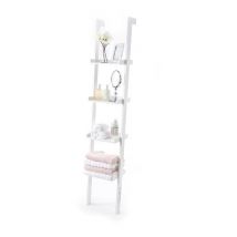 Elegant Brands - Sennen Ladder Shelf // White Leaning Bookshelf with 4 Tiers