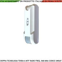 Securvera - Sensore Movimento Doppia Tecnologia Radio a Tenda Copertura 6 Metri Frontali Prof. 1,8 Metri Controllo look down Frequenza 868 MHz