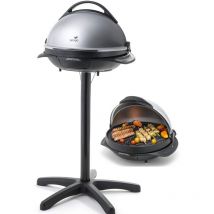 Barbecue Elettrico 2 in 1 su Supporto e su Tavolo, Superficie di Cottura 40 cm, Placca in Alluminio Pressofuso, Coperchio Staccabile, 2200W,